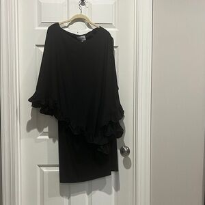 Joseph Ribkoff Black Asymmetrical Ruffle Dress